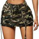 LOLILRSD Women Cargo Skirt Denim Mini Low Waist Y2K Jean Skirts with Pockets, L