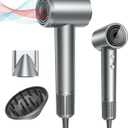 Hair Dryer, Professional Ionic Hair Dryer for Fast Drying, High Speed Hair Blow Dryer with Diffuser for Home Salon Travel, Constant Temperature Hair Care Without Hair Damage (Silver)