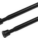 KXLife 8 Pcs Spring Tension Curtain Rod 28 to 49 Inch Cupboard Bars Tensions Rod Spring Loaded Curtain Rods，Adjustable Length for Kitchen, Bathroom, Cupboard, Wardrobe, Window, Bookshelf, Black