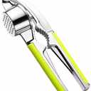 Garlic Press, Stainless Steel with Yellow Handles, Manual Kitchen Tool