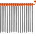 Cheardia 20 Pack Tent Stakes Heavy Duty, 9.75 Inch Yard Stakes Non-Rust Metal Tent Pegs Ground Stakes Tent Spikes for Camping Patio, Garden, Canopies, Grassland, Outdoor, Orange
