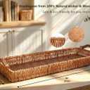 38" Extra Long Handwoven Decorative Tray with Wood Base and Handles | Handwoven decorative tray with a sturdy wood base, perfect for dining tables and seasonal centerpieces