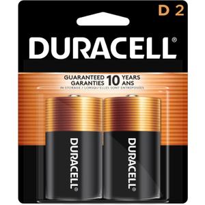 Duracell Coppertop D Batteries, 4 Count (Pack of 1), D Battery with Long-lasting Power, All-Purpose Alkaline D Battery for Household and Office Devices, 2 Count (Pack of 1)