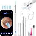 Ear Wax Removal Tool Camera, Ear Cleaner with Camera, Ear Cleaning Kit 1296P HD Ear Scope, 6 LED Lights and 6 Ear Picks, Earwax Removal with Otoscope to Earify Earwax for iOS and Android (White)