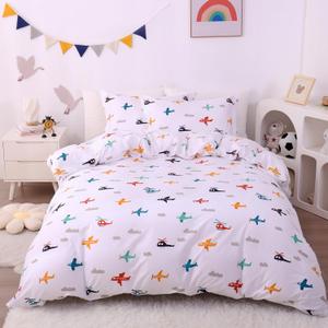 JSD Airplane Kids Duvet Cover Set Twin Size, 2 Piece Soft Printed Microfiber Comforter Cover with Pillow Sham Zipper Closure, Comforter Not Included