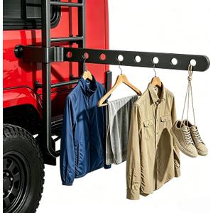 RV Ladder Clothes Drying Rack, Foldable Wall Mount No Drill Clothes Airer, Small Collapsible Laundry Drying Rack for Balcony, Window Sill, Dorm Bunk Bed, Travel RV Camper Traile