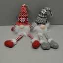 Juegoal 2 Pack Lighted Christmas Gnomes with Dangling Legs, 19.5Inch Handmade Scandinavian Swedish Tomte, Battery Operated Winter Tabletop Christmas Decorations Collectible Figurines