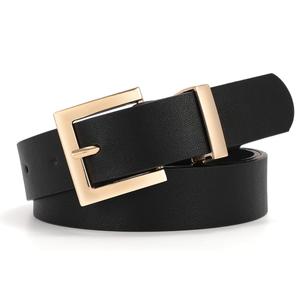 XZQTIVE Women's Leather Belts for Jeans Pants Dresses Fashion Ladies Belt with Square Buckle Black Belt for Women