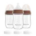 Natural Glass Baby Bottles Gentle & Slow Flow, Newborn Breastfeeding Bottle with Anti Colic Nipple for 0 Months Babies, 3 Packs Brown (5 Ounce), 1 Count (Pack of 3)