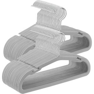 SONGMICS Baby Hangers 50 Pack, 11 x 6.9 Inches, Non-Slip Velvet Kids Hangers for Closet, Space-Saving, Wide Shoulder Notches, Dove Gray UCRF037G01