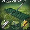30x10 inch Lawn Leveling Rake, Yumatum 72" Effort Saving Lawn Leveler Tool, Stainless Steel Handle Lawn Leveler for Golf Course Yard Pasture Garden, Professional Lawn Care Landscape Rake(Green)