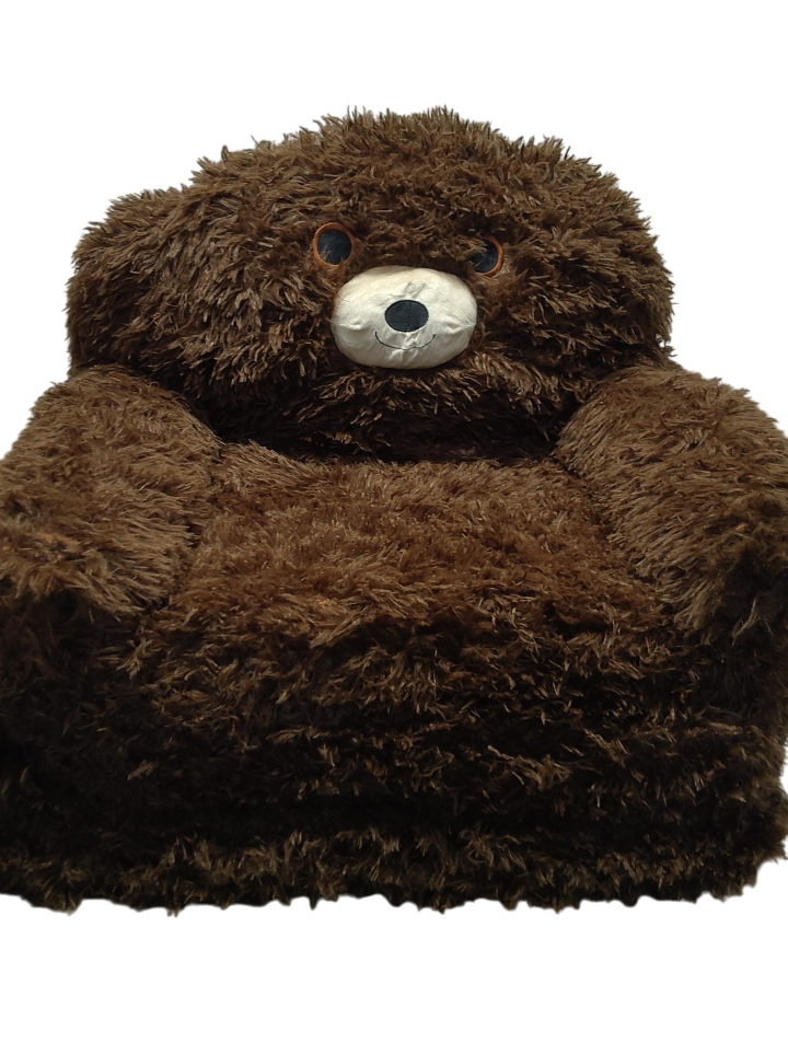 Kids Ultra-Soft Snuggle Foam Filled Chair, Toddler Cuddly Sherpa Sofa for Boys and Girls, Large Size Chair Better Support More Comfortable Experience, Caramel Bear
