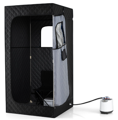 Portable Steam Sauna Box with 3L/1200W Fast-Heat Steamer and 15-Level Temperature, Black