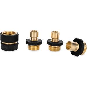 Camco 5/8" Brass and Steel Quick Hose Disconnect - Connect and Disconnect Between Multiple Hose Attachments | Automatic Shut-Off When Disconnected | 1 Female & 3 Male Fittings - 4 Count - (20136)