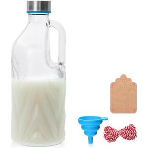 1 Pack 36oz Clear Glass Pitcher with Lid and Handle,Coffee Carafe Beverage Serveware,Water Jug for Making Tea and Juice