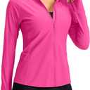 SANTINY Women's Rash Guard UPF50+ SPF UV Protection Long Sleeve Swimsuit Top with Pockets Zip Front Swim Shirts Woman (Medium)