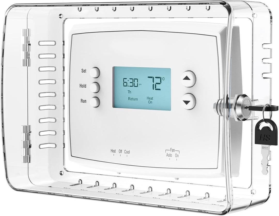 Thermostat Lock Box Cover with Key,Triple Light Switch Guard Prevent Unauthorized Adjustments for Decorative Home,Office,Rental Property,Fits 5" H x 7" W or Smaller Thermostats on Wall