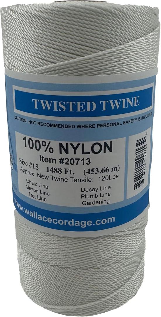 #15 Twisted White Nylon Twine 1 lb Tube 1488 Feet