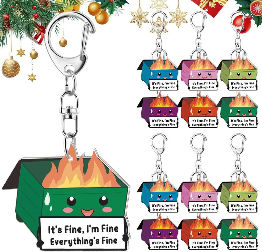 Dumpster Fire Keychains Gift Bulk Acrylic Response Team Office Employee Coworkers Appreciation Graduation Gift (Colorful)