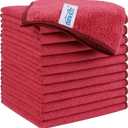 HOMEXCEL Red Microfiber Cleaning Cloth, 12 Pack Premium Microfiber Towels for Cars, Lint Free, Scratch-Free, Highly Absorbent, Reusable Cleaning Rags for Car, Household, Kitchen, Window, 11.5"X11.5"