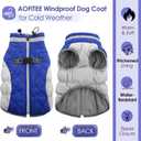 AOFITEE Dog Coat, Warm Dog Winter Coat for Small Dogs, Reflective Turtleneck Dogs Jacket with Harness Built in, Waterproof Windproof Pet Fleece Vest Snow Jacket for Cold Weather, Blue S