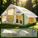 Inflatable Tent with Skylight, Quick Setup Blow Up Tents with Pump, Hot Tent with Stove Jack, Waterproof Oxford Inflatable House for Camping, Air Glamping Tents for Camping Adult, 4-6p with Awning