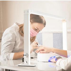 Foldable Half Moon Light for Nail Desk, 48W Rectangle Nail Tech Lamp, 33in LED Desk Lamp with Knob, 3 Modes 3000-6000K Dimmable (White)