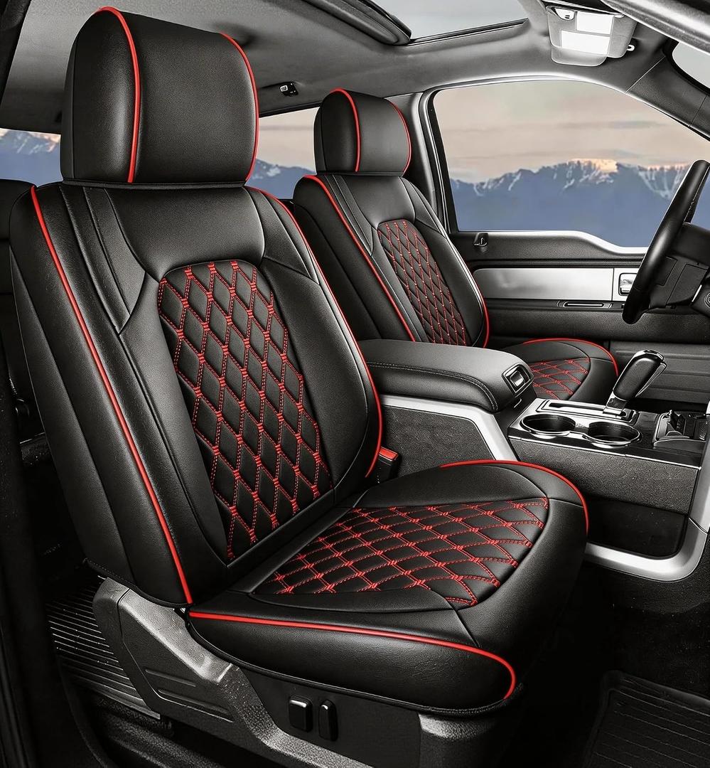 Umbrauto Seat Covers for Silverado/Sierra| Waterproof Leather Pickup Truck Custom Seatcovers Full Set for Chevy Silverado GMC Sierra 2014-2018 1500, 2015-2019 2500HD 3500HD Crew Double Extended Cab