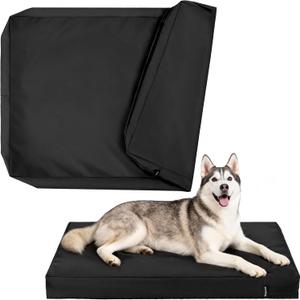 PAWFINITY Waterproof Dog Bed Cover Replacement Washable, Extra Large, XL, Easy to Clean, Pet Hair Resistant, Heavy Duty Oxford, Zipper Closure, Indoor/Outdoor, Fits 44 Inch Dog Crate - 44x32x3, Black