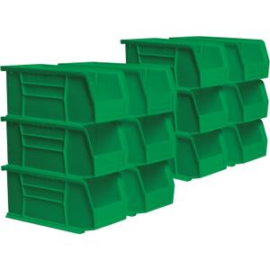 Akro-Mils 30230 AkroBins Plastic Storage Bins, Space-Saving Stackable Bins for Garage, Pantry, Craft Organization, 11" x 5" x 5", Green, 12-Pack