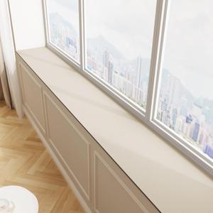 Window Sill Cushion Pad - Narrow Adjustable & Waterproof Window Seat Mat for Bay Windows, Absorbent Dust-Proof Liner with Non-Slip Backing,Cut-to-Fit (Ivory, 79''x8'')