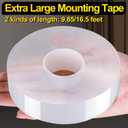 3 x 1.18IN*9.85 FT Nano Grip Tape Double Sided Tape Heavy Duty, Clear Mounting Tape Picture Hanging Adhesive Strips, Wall Tape for Poster, Rug, Picture Hanging, Office&Outdoor