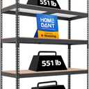 HOMEDANT 47.7" W 5 Tier Heavy Duty Garage Shelving Adjustable Metal Rack Storage Shelves Standing Shelf Unit Organizers Industrial Warehouse Basement Black 1Pack