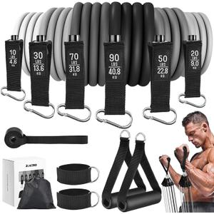 Zacro Resistance Bands for Working Out, 270 LBS Heavy Exercise Bands with Handles for Heavy Resistance Training, Home Gym Workout, Men/Women (Black Gradient)
