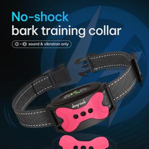 DogRook Rechargeable Dog Bark Collar - No Shock Dog Training Smart Collar - Beep & Vibration Stop Barking Dog Devices - No Bark Collar - Anti Bark Collar for Large Dog, Medium & Small - 12-110 lbs (Pink)