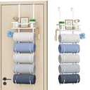 SWTYMIKI Over the Door Towel Rack - 6 Tier Towel Racks for Bathroom Wall Mounted, Towel Holder with Shelf, Hanging Rolled Towel Storage Organizer for Small Bathroom, Camper, RV, White