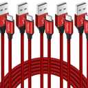 etguuds USB A to USB C Cable 5-Pack (3/3/6/6/10 ft), Fast Charging Type C Charger Cord for iPhone 17 16 15 Pro Max Plus Air, Samsung Galaxy S25 S24 S23 S22 S21 S20 A56 A17 A16, Pixel, Moto G, Red