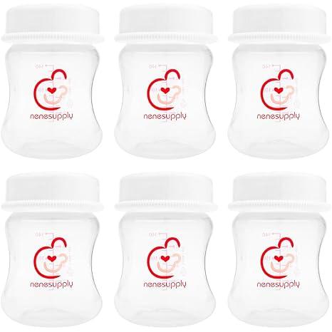 Nenesupply 4.7oz 6pc Wide Neck Breastmilk Storage Bottles Breast Pump Bottles Use on Pumping with Spectra S1 S2 Synergy Gold Breast Pumps Collection Replace Spectra Bottles for Pumping Wide Mouth