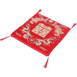 SHINEOFI Chinese Classical Chair Cushion Kneeling Pad Dragon Phoenix Pattern Square Seat Cushion Breathable Sitting Mat for Wedding and Tea Ceremony Home Decor, 42.00X42.00X1.50CM
