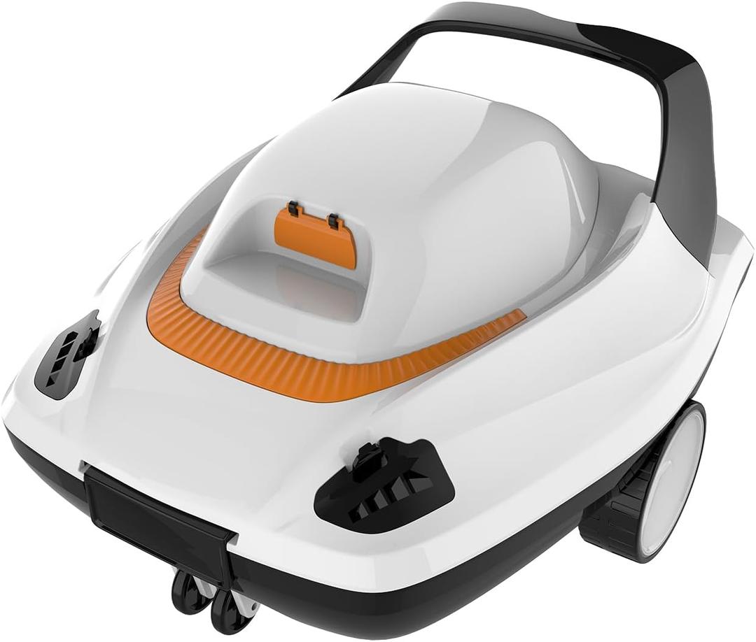 Cordless Robotic Pool Cleaner, 80Mins Automatic Pool Vacuum with Self-Parking, Ideal for Above Ground Flat Pools up to 40Feet/860 Sq.ft, Black