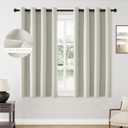 ChrisDowa 100% Blackout Greyish Beige Solid Curtains 63 Inches Long 2 Panels for Bedroom Living Room,Farmhouse Room Darkening Thermal Insulated Soundproof Grommet Top Window Treatment Drapes,52x63