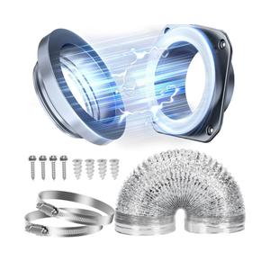 Magnetic Dryer Vent Coupling Easy to Clean Quick Connector Airtight Seal Dryer Vent Connector Kit Including a 2.6ft 4" Duct and two Clamps, DV180