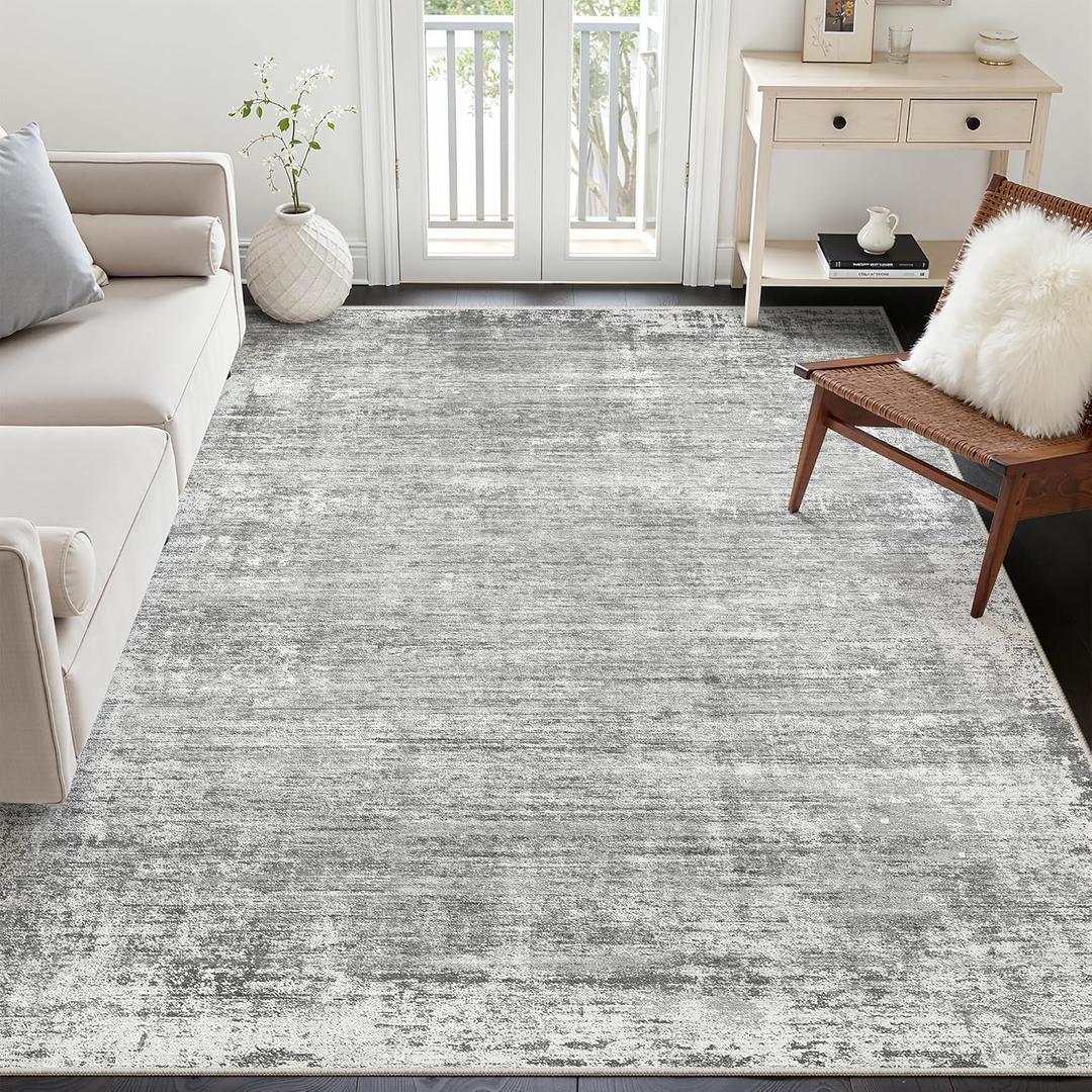 zesthome 5x7 Area Rugs, Modern Washable Rug, Non-Slip Rugs for Living Room, Stain Resistant Abstract Rugs, Ultra-Thin Indoor Area Rug 5x7, Home Decor Grey Rug