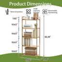 Bamboo Bathroom Shelf Organizer, 5 Tier Wooden Bathroom Rack with Adjustable Shelves, Free Standing Shelving Unit Open Bookcase Plant Shelf Indoor, 50" Storage Shelves for Kitchen Living Room, 5-Tier -68cm