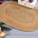 MDS Pack of 1 Handwoven Braided Jute Area Rug 3x5 feet Oval - 100% Natural Burlap Reversible Accent Rugs for Home Decor, Living Room, Doormat, Kitchen, Entryway Rug, Rustic, Farmhouse (3'x5')