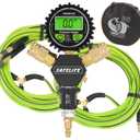 SAFELIFE 4 Tire Inflation & Deflation System, Up to 200" Wheelbase, Rapid High-Flow Air Up Down Kit w/Digital Pressure Gauge for Truck, Car, Trailers