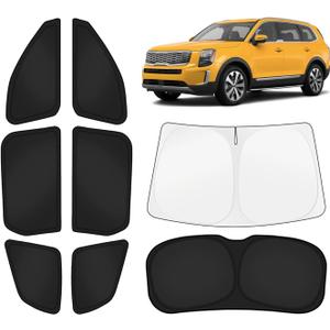 KUST Car Window Shades for Kia Telluride 2020-2025 2026 Windshield Sun Shade Side Window Cover UV Block Privacy Protection Telluride Accessories for Camping Blackout Rear Back Full Set 8PCS