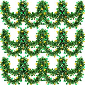 52ft St Patricks Day Decorations Irish Tinsel Garland Red Pink Heart Gold Green Shamrock Tinsel Garland for Home Indoor Outdoor Wedding Hanging Valentines Irish Holiday Party Decor