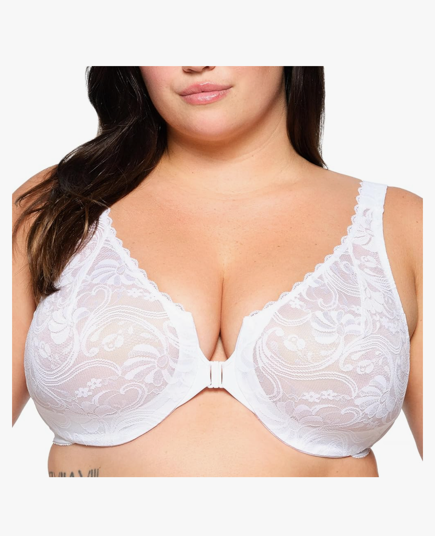 Glamorise Women's Plus Size Wonderwire Lace Front-Closure Underwire #9245
Size 44C