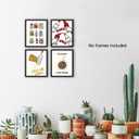 NaZaUK Cute Funny Kitchen Wall Art Set of 4, Fashion Breakfast Food Avocado Toast Canvas Prints Poster, Vintage Simple Watercolor Picture for Dining Room Kids Room Wall Decor 8x10 Unframed
